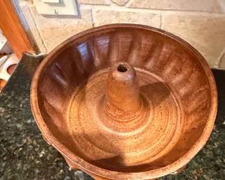 Vintage Brown Glazed Ceramic Bundt Cake Pan