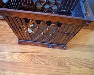 Vintage Bamboo Magazine Rack with Handles