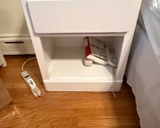 White Nightstand with Drawer and Open Shelf