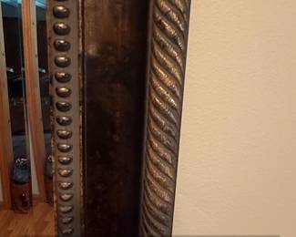Ornate Bronze Tone Faux Wood Framed Wall Mirror second image