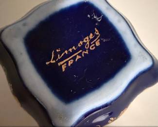 Limoges Castel France Cobalt Blue  Gold Trinket Box