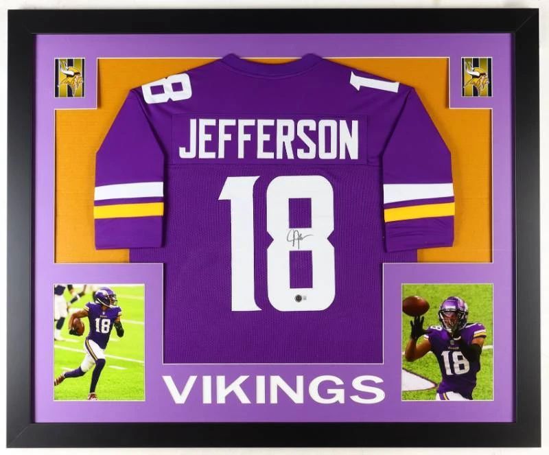 Justin Jefferson Signed Custom Framed Jersey Display (Beckett)