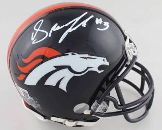 Drew Lock Signed Broncos Mini Helmet (Beckett COA)