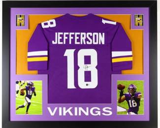 Justin Jefferson Signed Custom Framed Jersey Display (Beckett)
