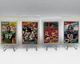 1984, 1987 & 1988 Topps Football Card Lot Featuring Walter Payton, Christian Okoye Rookie Card & Mike Singletary