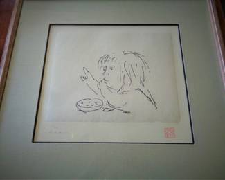 "Look" serigraph by John and Yoko. Framed.