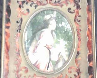 DSCF0034 Woman with dog in antique bruelle frame