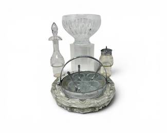 58 VintageCrystalPressedGlassServingAssortmentwChaseDish