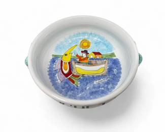 81 ItalianHandPaintedSpaghettataServingBowlSignedNinoParrucca