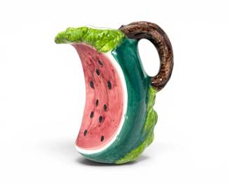 121 HandPaintedItalianMajolicaWatermelonPitcherVase