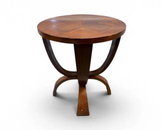 52 RoundSolidWoodEndTablewCurvedBaseFourFlaredFeet