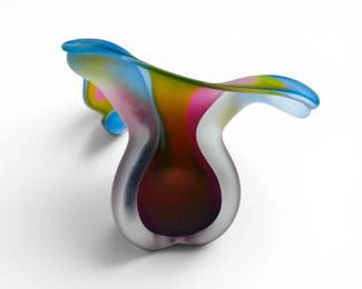 25 LargeHandBlownArtGlassFreeformVaseCenterpiece