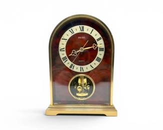 30 VintageSeikoQuartzMantelClockwRotatingPendulum