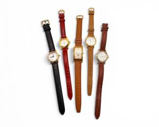 123 VintageWomensWristwatchCollectionwGenuineLeatherBandsNew