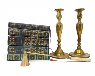 61 BrassCandlestickswBrassBellClassicHardcoverBooks