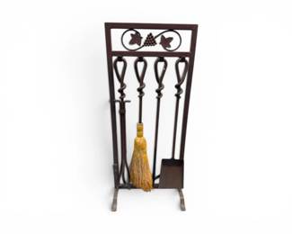 59 HeavyDutyWroughtIronFireplaceToolSetwStand