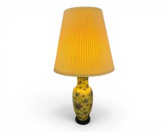 56 YellowButterflyCeramicTableLampwPleatedShade