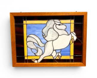 13 FramedStainedGlassStylizedHorsePanel