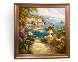 1 PeterBellHarborImpressionistOilPaintingFramed