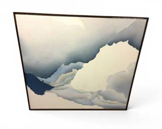 107 OversizedVintageAbstractLandscapePaintinginWoodFrameSigned