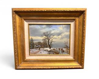 21 WalterJanssenAColdWalkHomeWinterLandscapePainting
