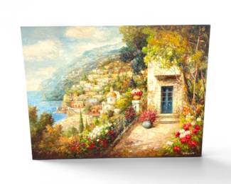 7 LargeMediterraneanCoastalOilPaintingbyRobbinsw2400Label