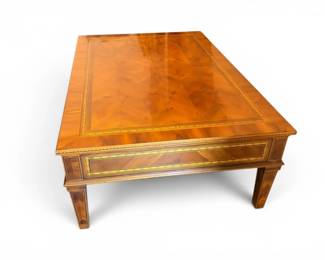 122 InlaidWoodCoffeeTablew3DrawersParquetTopExtraHeavy