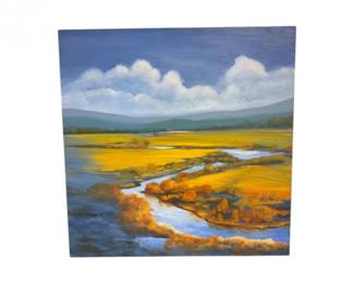 54 OriginalOilLandscapePaintingofRiverMarshScene