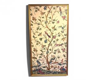 3 OversizedEmbroideredTextileWallHangingAnimalsFloralScene