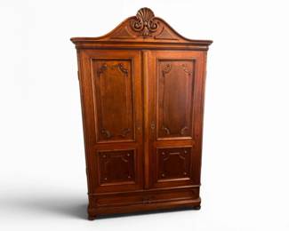 24 VintageCarvedWoodArmoireWardrobeCabinet