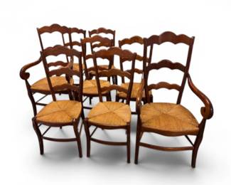 44 Setof8LadderBackRushSeatDiningChairsw2Armchairs