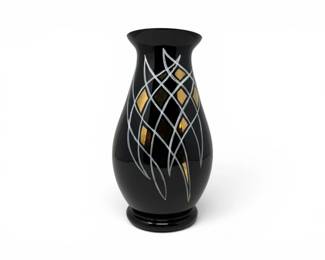 37 BohemiaGlassBlackArtGlassVasewGoldSilverDesign