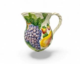17 VintageItalianMajolicaStyleFruitBeveragePitcher