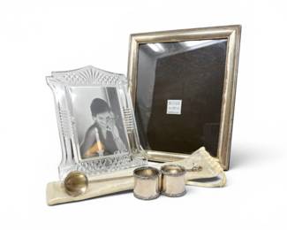 138 WaterfordCrystalSterlingSilverFrameswTableAccessories