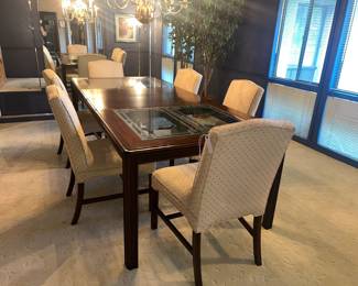 Vintage Cherry Ethan Allen Canova dining room table. Absolutely perfect condition, meticulously cared for. Pictured with the leaves in it. Includes six chairs.