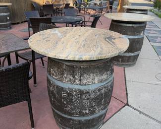 Wine barrel high top tables 