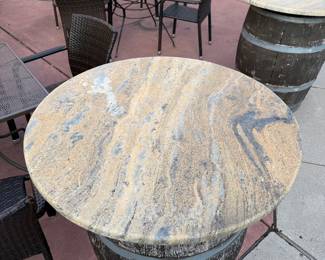 Wine barrel high top table
