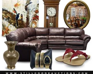 Clocks, mirrors, jewelry, watches, designer shoes and handbags, art and much more!