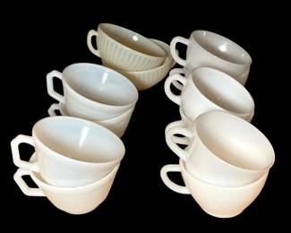 Mixed Set of 12 Milk Glass Mugs Sugar Dishes