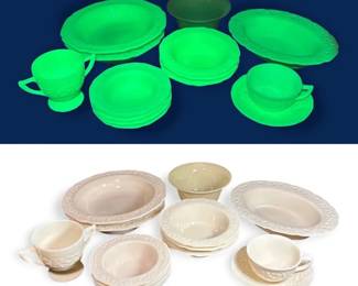 Indiana Orange Blossom Custard Uranium Glass Dish Set