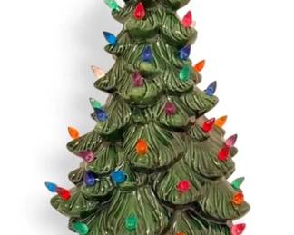 Holland Green Ceramic Christmas Tree w Base