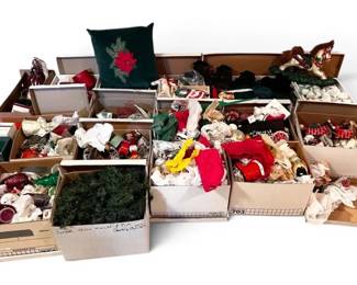 16 Boxes of Christmas Decorations, Ornaments, More