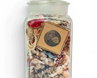 Jar Of Mystery Costume Jewelry 11 Tall