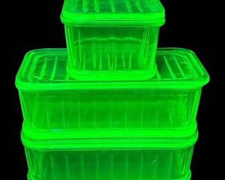 Uranium Glass Refrigerator Dishes
