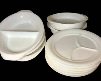 Milk Glass Divided Plates Baking Dishes