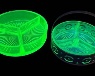 Uranium Glass Divided Dishes