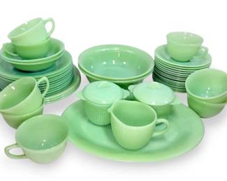 FireKing Jadeite Tea Cups, Saucers, Plates