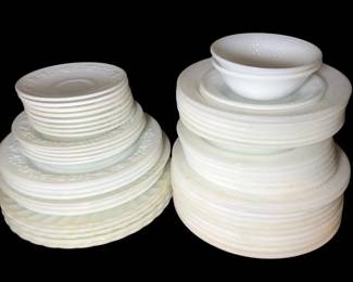 Mixed Set of Milk Glass Dishes