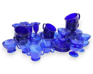 Cobalt Blue Glass Mugs, Snack Plates, Desert Cups, More