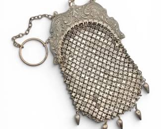 Antique Art Nouveau Sterling Silver Mesh Coin Purse 62g